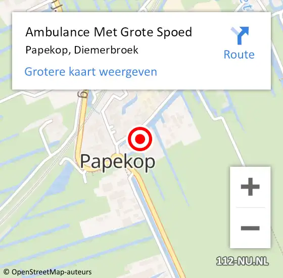 Locatie op kaart van de 112 melding: Ambulance Met Grote Spoed Naar Papekop, Diemerbroek op 26 oktober 2017 10:52
