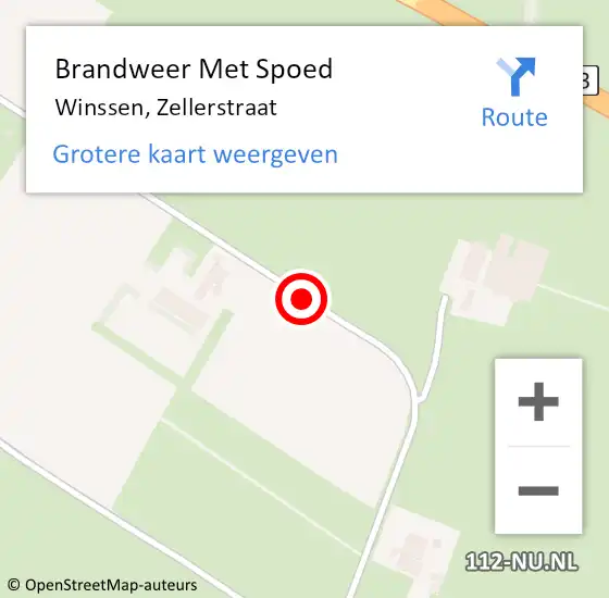 Locatie op kaart van de 112 melding: Brandweer Met Spoed Naar Winssen, Zellerstraat op 26 oktober 2017 11:10