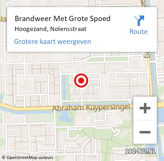 Locatie op kaart van de 112 melding: Brandweer Met Grote Spoed Naar Hoogezand, Nolensstraat op 26 oktober 2017 15:17
