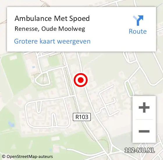 Locatie op kaart van de 112 melding: Ambulance Met Spoed Naar Renesse, Oude Moolweg op 26 oktober 2017 15:30