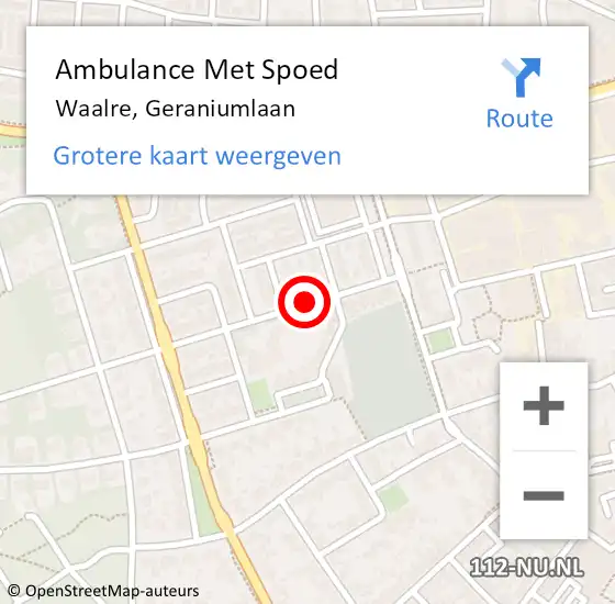 Locatie op kaart van de 112 melding: Ambulance Met Spoed Naar Waalre, Geraniumlaan op 26 oktober 2017 17:25