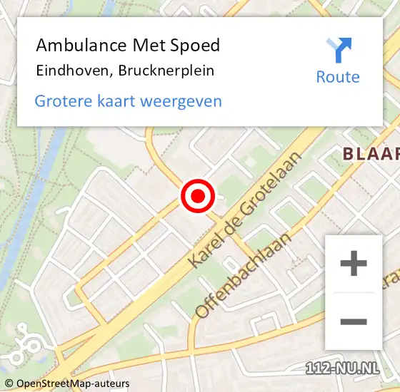 Locatie op kaart van de 112 melding: Ambulance Met Spoed Naar Eindhoven, Brucknerplein op 26 oktober 2017 21:20