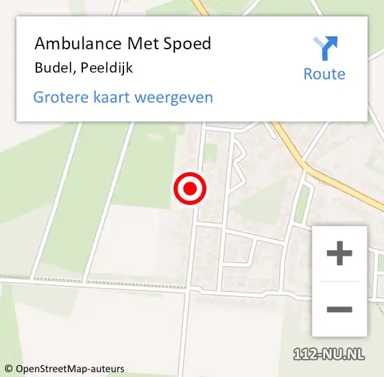 Locatie op kaart van de 112 melding: Ambulance Met Spoed Naar Budel, Peeldijk op 27 oktober 2017 01:34