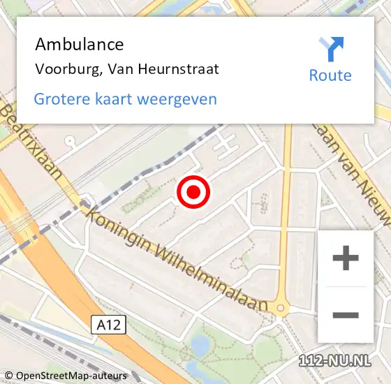 Locatie op kaart van de 112 melding: Ambulance Voorburg, Van Heurnstraat op 27 oktober 2017 01:35