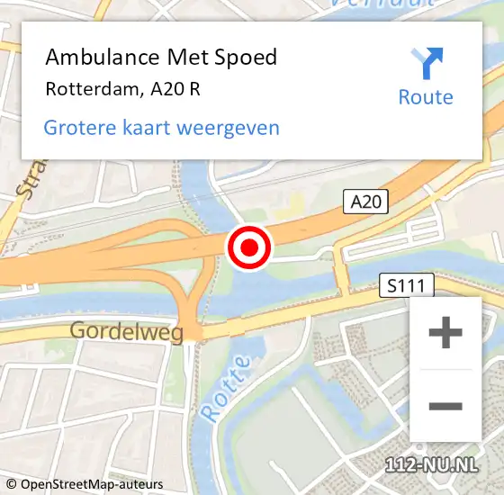 Locatie op kaart van de 112 melding: Ambulance Met Spoed Naar Rotterdam, A20 L hectometerpaal: 31,3 op 27 oktober 2017 03:24