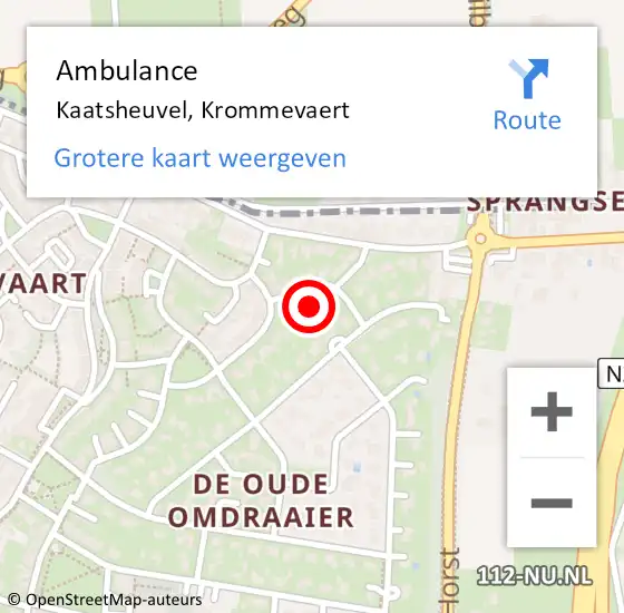 Locatie op kaart van de 112 melding: Ambulance Kaatsheuvel, Krommevaert op 27 oktober 2017 05:08