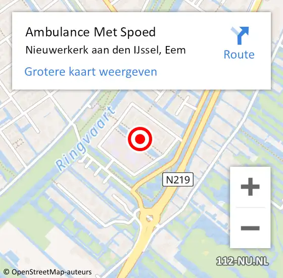 Locatie op kaart van de 112 melding: Ambulance Met Spoed Naar Nieuwerkerk aan den IJssel, Eem op 27 oktober 2017 06:42