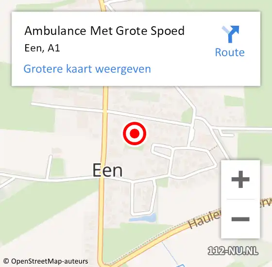 Locatie op kaart van de 112 melding: Ambulance Met Grote Spoed Naar Een, A1 op 27 oktober 2017 08:33