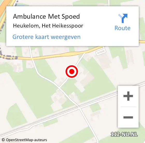 Locatie op kaart van de 112 melding: Ambulance Met Spoed Naar Heukelom, Het Heikesspoor op 27 oktober 2017 11:37