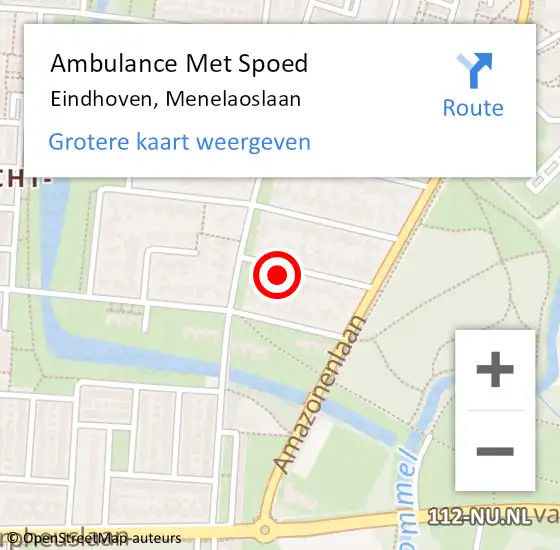 Locatie op kaart van de 112 melding: Ambulance Met Spoed Naar Eindhoven, Menelaoslaan op 27 oktober 2017 12:07