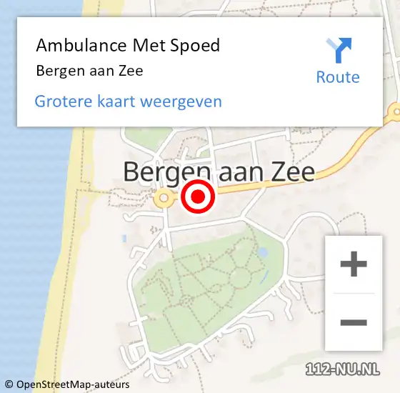 Locatie op kaart van de 112 melding: Ambulance Met Spoed Naar Bergen aan Zee op 27 oktober 2017 15:27