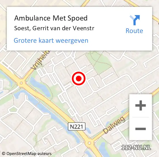 Locatie op kaart van de 112 melding: Ambulance Met Spoed Naar Soest, Gerrit van der Veenstr op 27 oktober 2017 16:10
