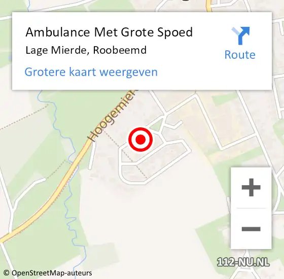 Locatie op kaart van de 112 melding: Ambulance Met Grote Spoed Naar Lage Mierde, Roobeemd op 27 oktober 2017 19:00