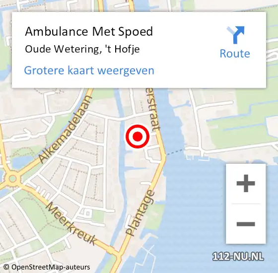 Locatie op kaart van de 112 melding: Ambulance Met Spoed Naar Oude Wetering, 't Hofje op 28 oktober 2017 04:08