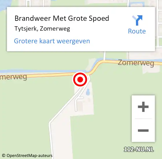 Locatie op kaart van de 112 melding: Brandweer Met Grote Spoed Naar Tytsjerk, Zomerweg op 28 oktober 2017 05:22
