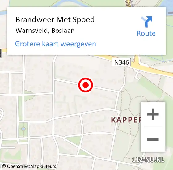 Locatie op kaart van de 112 melding: Brandweer Met Spoed Naar Warnsveld, Boslaan op 28 oktober 2017 07:00