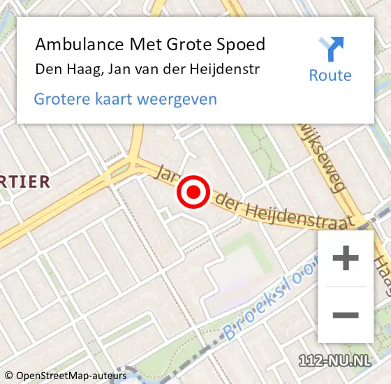 Locatie op kaart van de 112 melding: Ambulance Met Grote Spoed Naar Den Haag, Jan van der Heijdenstr op 28 oktober 2017 13:23