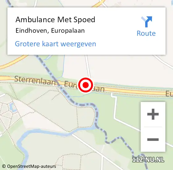 Locatie op kaart van de 112 melding: Ambulance Met Spoed Naar Eindhoven, Europalaan op 28 oktober 2017 14:05