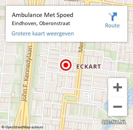 Locatie op kaart van de 112 melding: Ambulance Met Spoed Naar Eindhoven, Oberonstraat op 28 oktober 2017 17:12