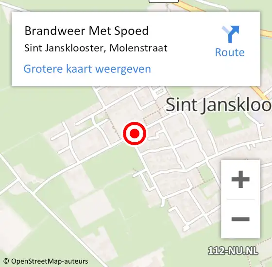 Locatie op kaart van de 112 melding: Brandweer Met Spoed Naar Sint Jansklooster, Molenstraat op 28 oktober 2017 18:26