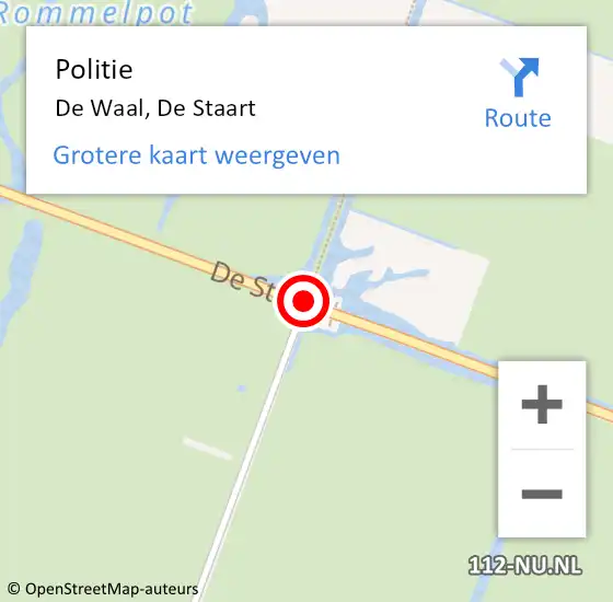 Locatie op kaart van de 112 melding: Politie De Waal, De Staart op 28 oktober 2017 19:43