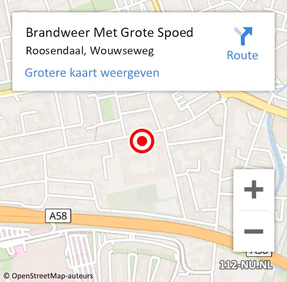 Locatie op kaart van de 112 melding: Brandweer Met Grote Spoed Naar Roosendaal, Wouwseweg op 28 oktober 2017 20:34