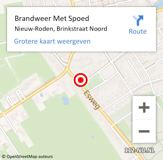 Locatie op kaart van de 112 melding: Brandweer Met Spoed Naar Nieuw-Roden, Brinkstraat Noord op 28 oktober 2017 23:23
