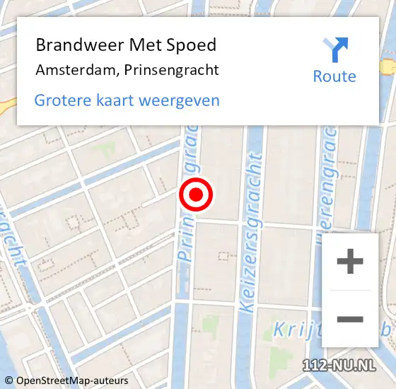 Locatie op kaart van de 112 melding: Brandweer Met Spoed Naar Amsterdam, Prinsengracht op 29 oktober 2017 01:19