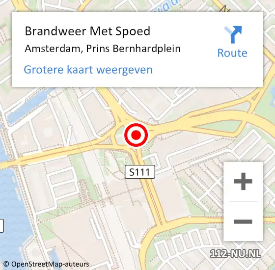 Locatie op kaart van de 112 melding: Brandweer Met Spoed Naar Amsterdam, Prins Bernhardplein op 29 oktober 2017 03:37