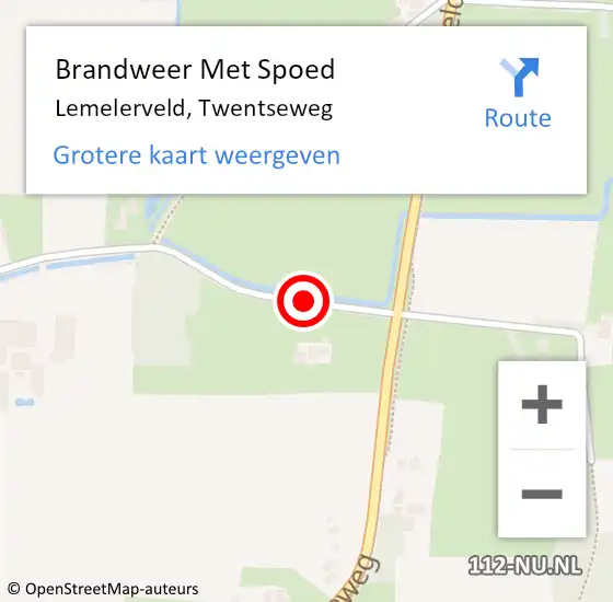 Locatie op kaart van de 112 melding: Brandweer Met Spoed Naar Lemelerveld, Twentseweg op 29 oktober 2017 06:31