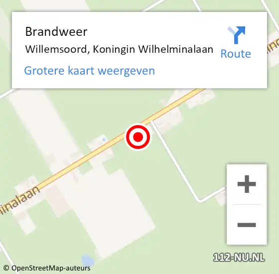 Locatie op kaart van de 112 melding: Brandweer Willemsoord, Koningin Wilhelminalaan op 29 oktober 2017 09:01