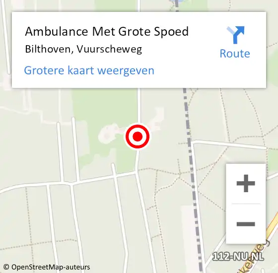 Locatie op kaart van de 112 melding: Ambulance Met Grote Spoed Naar Bilthoven, Vuurscheweg op 29 oktober 2017 09:57
