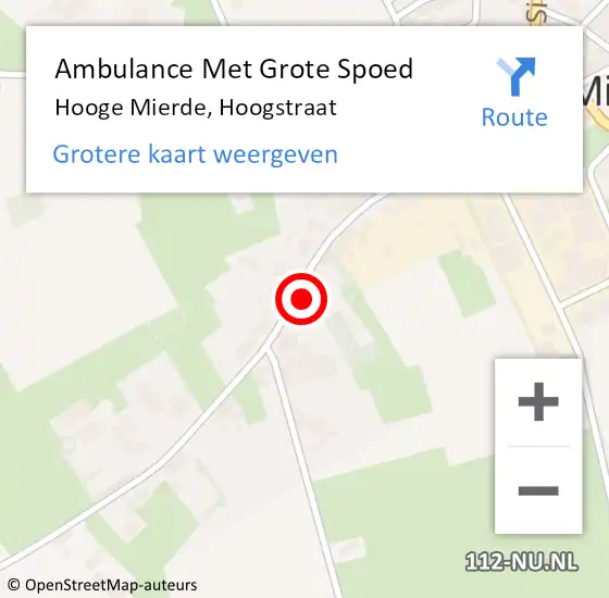 Locatie op kaart van de 112 melding: Ambulance Met Grote Spoed Naar Hooge Mierde, Hoogstraat op 29 oktober 2017 11:36