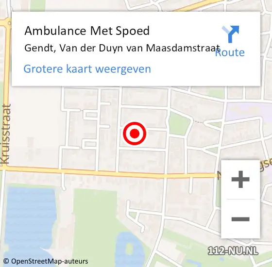 Locatie op kaart van de 112 melding: Ambulance Met Spoed Naar Gendt, Van der Duyn van Maasdamstraat op 29 oktober 2017 12:46