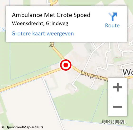 Locatie op kaart van de 112 melding: Ambulance Met Grote Spoed Naar Woensdrecht, Grindweg op 29 oktober 2017 13:50