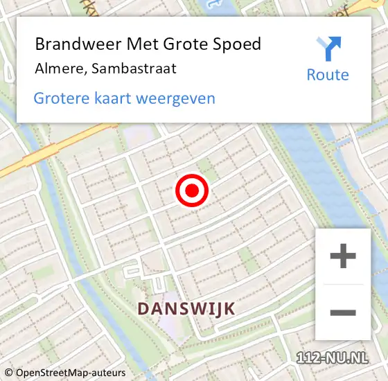 Locatie op kaart van de 112 melding: Brandweer Met Grote Spoed Naar Almere, Sambastraat op 29 oktober 2017 19:06