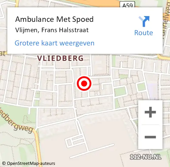 Locatie op kaart van de 112 melding: Ambulance Met Spoed Naar Vlijmen, Frans Halsstraat op 29 oktober 2017 19:45