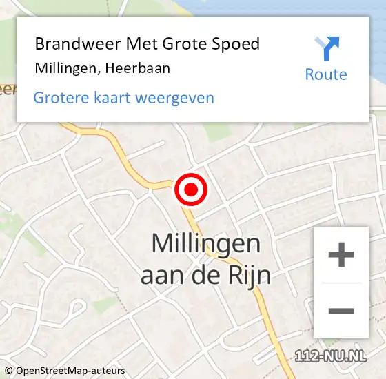 Locatie op kaart van de 112 melding: Brandweer Met Grote Spoed Naar Millingen, Heerbaan op 30 oktober 2017 04:55