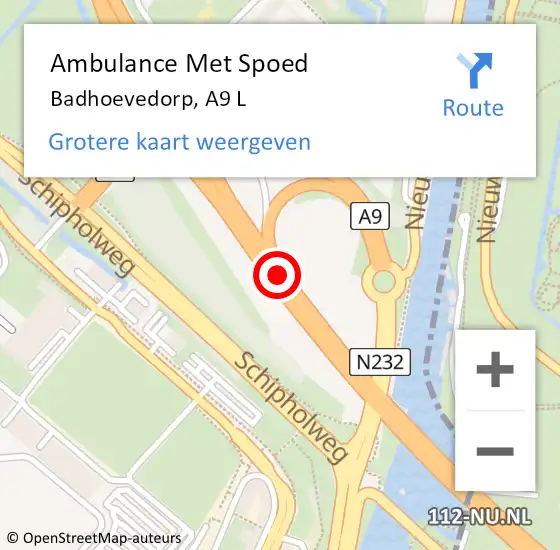 Locatie op kaart van de 112 melding: Ambulance Met Spoed Naar Badhoevedorp, A9 L op 30 oktober 2017 16:25