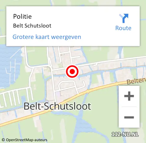 Locatie op kaart van de 112 melding: Politie Belt Schutsloot op 30 oktober 2017 17:18