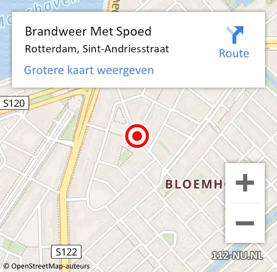 Locatie op kaart van de 112 melding: Brandweer Met Spoed Naar Rotterdam, Sint-Andriesstraat op 30 oktober 2017 17:35