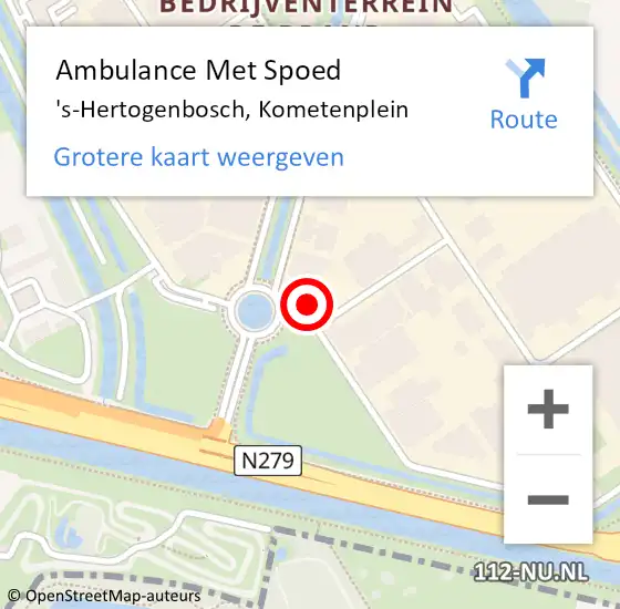 Locatie op kaart van de 112 melding: Ambulance Met Spoed Naar 's-Hertogenbosch, Kometenplein op 30 oktober 2017 19:40