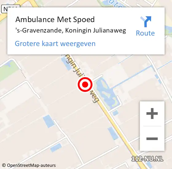 Locatie op kaart van de 112 melding: Ambulance Met Spoed Naar 's-Gravenzande, Koningin Julianaweg op 30 oktober 2017 20:39