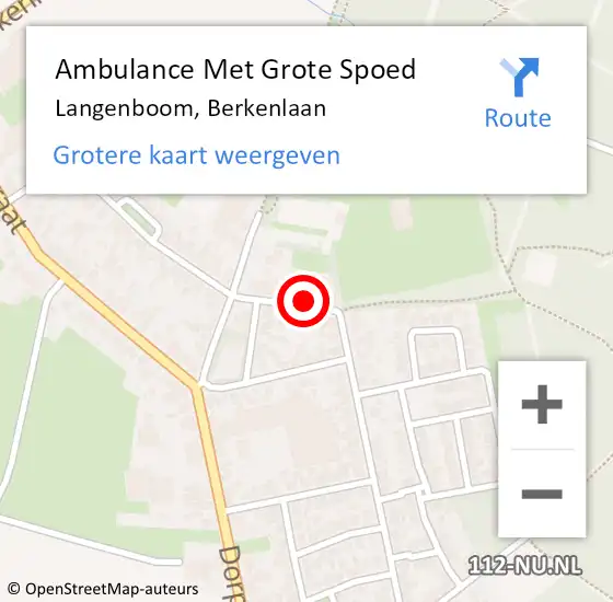 Locatie op kaart van de 112 melding: Ambulance Met Grote Spoed Naar Langenboom, Berkenlaan op 30 oktober 2017 21:46