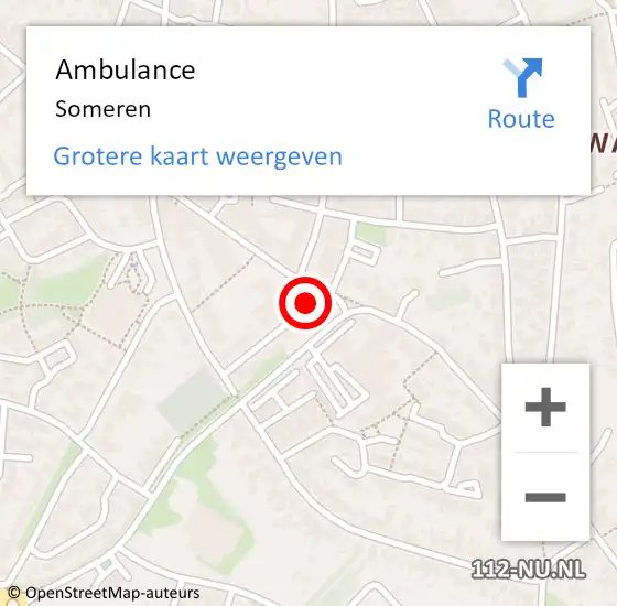 Locatie op kaart van de 112 melding: Ambulance Someren op 30 oktober 2017 21:54