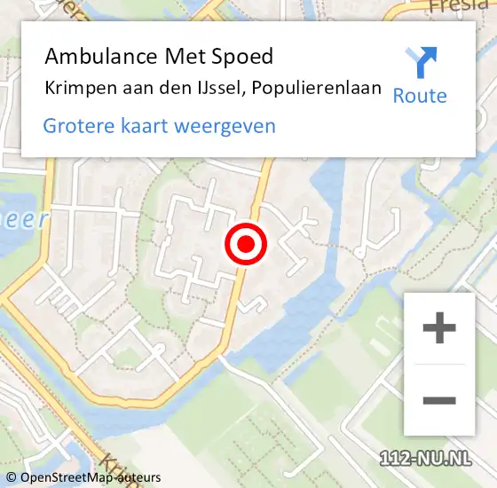 Locatie op kaart van de 112 melding: Ambulance Met Spoed Naar Krimpen aan den IJssel, Populierenlaan op 31 oktober 2017 03:45