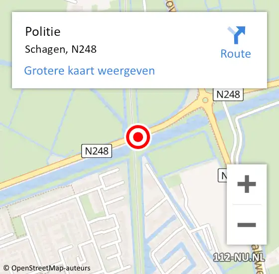 Locatie op kaart van de 112 melding: Politie Schagen, N248 op 31 oktober 2017 07:48