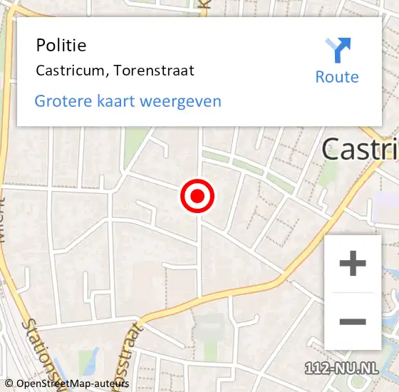 Locatie op kaart van de 112 melding: Politie Castricum, Torenstraat op 31 oktober 2017 09:15