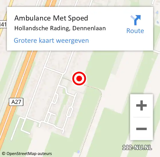Locatie op kaart van de 112 melding: Ambulance Met Spoed Naar Hollandsche Rading, Dennenlaan op 31 oktober 2017 14:51