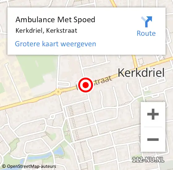 Locatie op kaart van de 112 melding: Ambulance Met Spoed Naar Kerkdriel, Kerkstraat op 31 oktober 2017 17:41